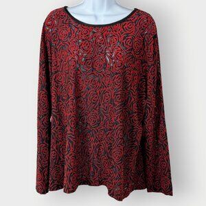 Vtg Resource Velvet Burnout Tunic | Rose Sheer Mesh USA | Whimsigoth Witchy